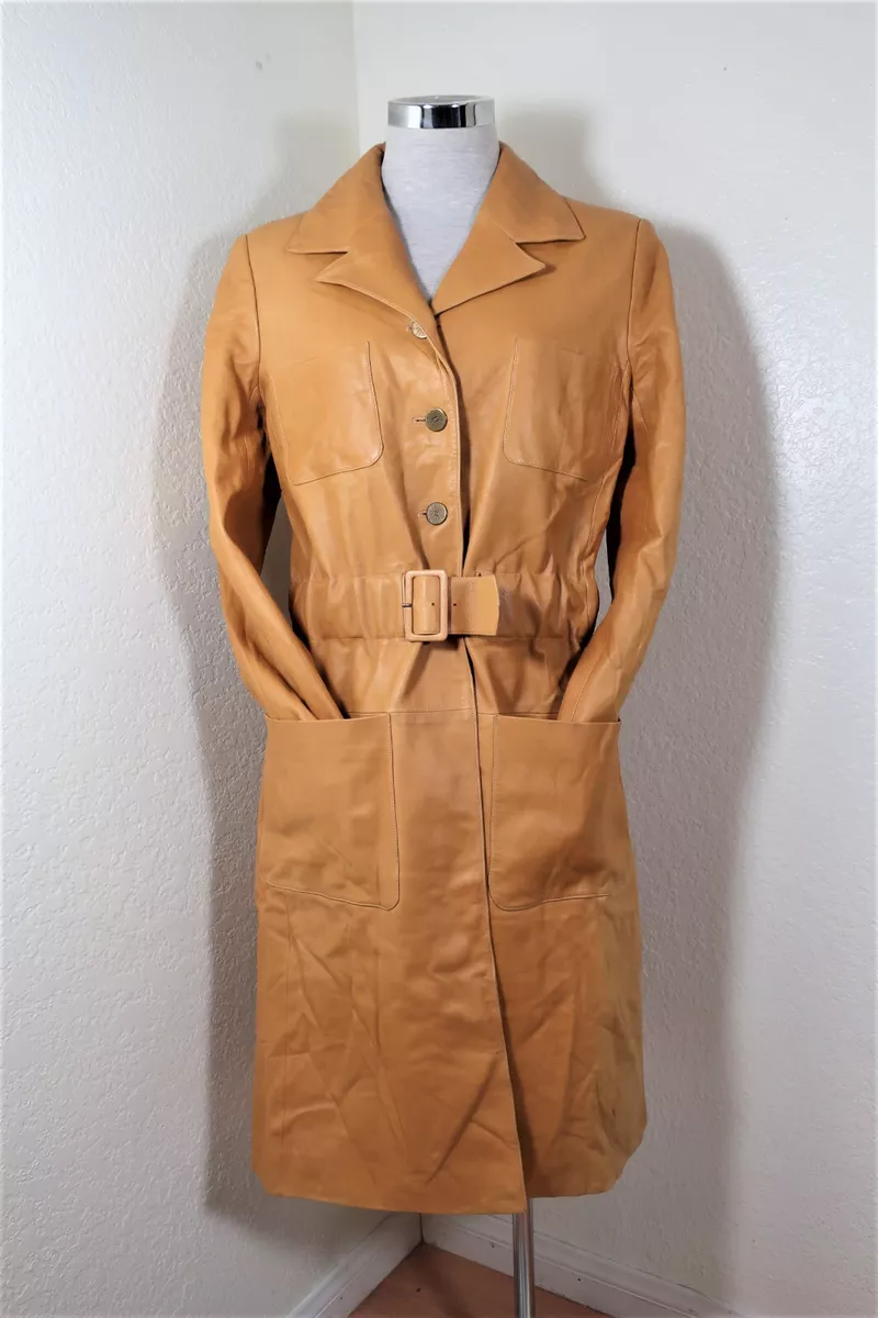 Vintage CHANEL Mustard Lambskin Trench Coat sz 38 4 5 Small | eBay