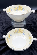Pair - MCM Homer Laughlin Eggshell Nautilus Cream Soup Bowls, Pattern N1576 EUC
