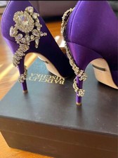 Badgley Mischka Kiara Royal Rhinestone Peep Toe Heels 5.5