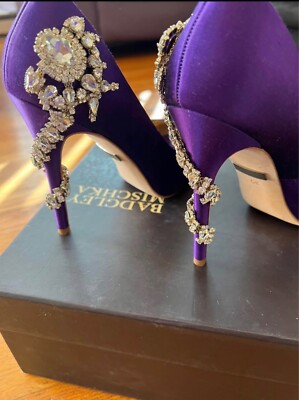 Badgley Mischka Kiara Royal  Rhinestone Peep Toe Heels 5.5