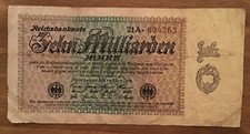 Germany Banknote. 10 Billion Mark. Dated 1923. P116. Vintage Note.