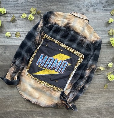 Mama Upcycled Bleached Flannel Sz Small