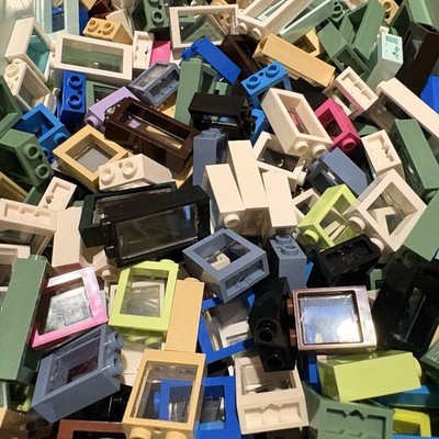 LEGO Windows with Glass Pane 1x2x2 1x2x3 Bulk Lot 25 Pieces WASHED 60592 60593