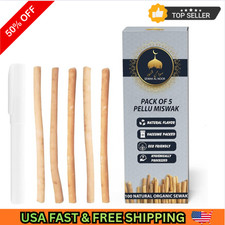 Pack of 5 Miswak Sticks for Teeth with Holder - Vacuum Sealed Natural Flavored C