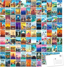 Vintage Travel Postcard Set,World Famous Country City Illustrations Mailing 4x6'