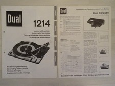 Original Bedienungsanleitung für Dual 1214 Automatikspieler + Dual CDS 650