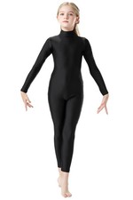 Girls Long Sleeve Unitard Full Body Dance Leotard Turtleneck Bodysuit for Hal...