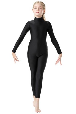 Girls Long Sleeve Unitard Full Body Dance Leotard Turtleneck Bodysuit for Hal...