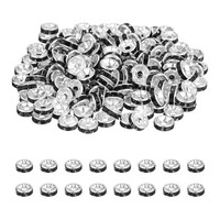 8Mm Rondelle Abstandshalter Perle 200 Stk Kristall Strass Silber/Schwarz