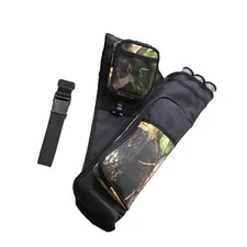 3-Tubes Hip Quiver Waist Hanged Archery Arrow Carry Bag with Pockets camo