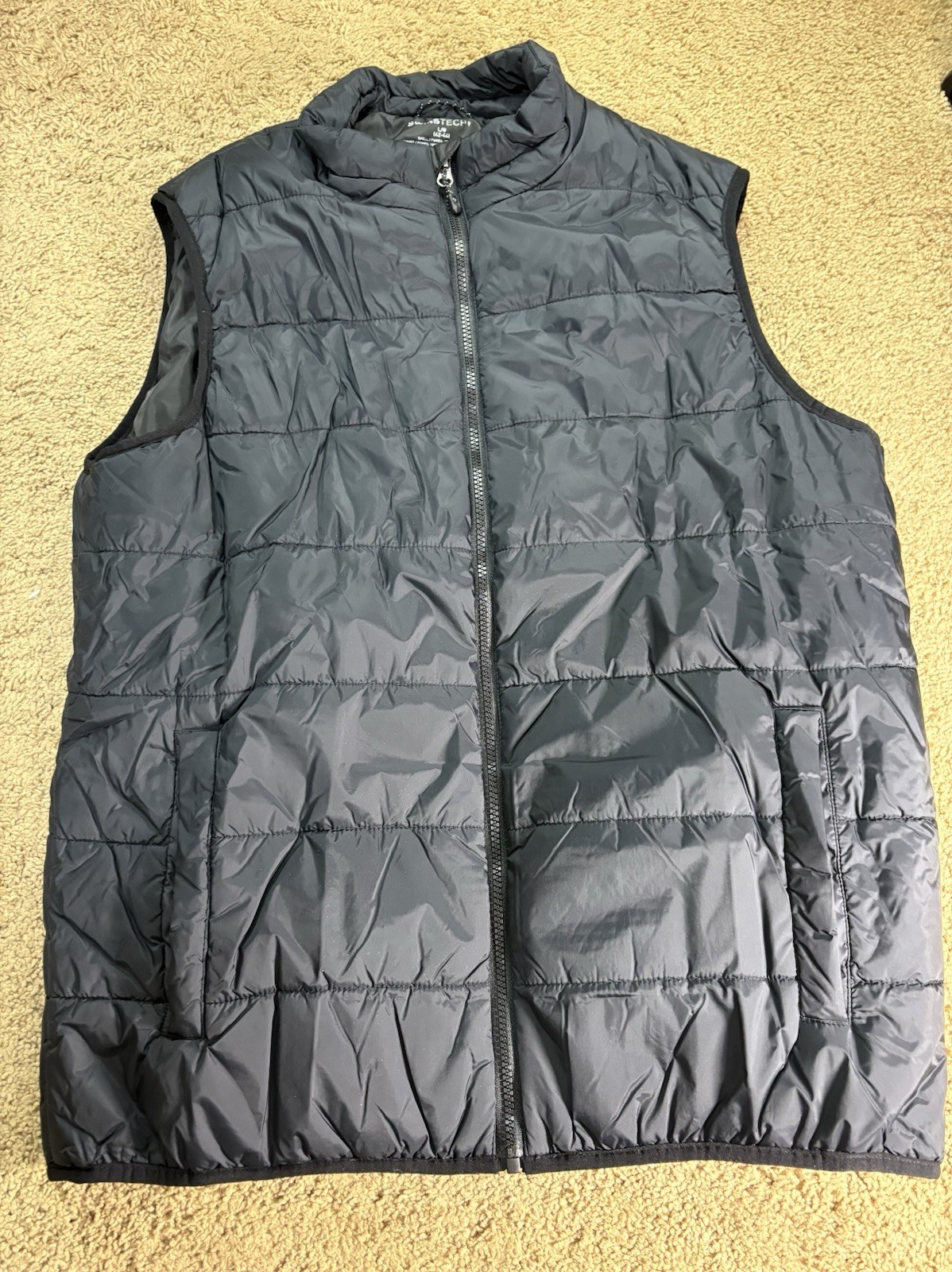 Swiss Tech Puffer Vest Men Large Black Zippered Pockets