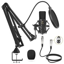 XLR Condenser Microphone, Professional Cardioid Studio Mic Kit with T20 Boom ...