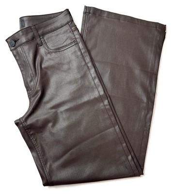 KUT from the Kloth Jean Coated Wide Leg Pant Size 6 Chocolate Brown Faux Leather
