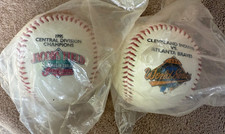 2 Vintage 1995 Cleveland Indians Baseballs - World Series & Central Division
