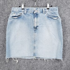 VINTAGE Tommy Hilfiger Skirt Womens 12 Blue Mini Pencil Denim Jean Zip Fly