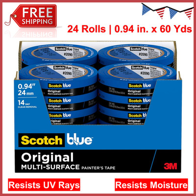 ScotchBlue Original Painter's Tape 24 Rolls 0.94''x60Yds, Multi-Surface Solution