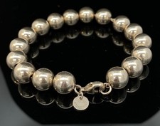 Tiffany  Co Sterling Silver 9.8mm Ball Bead Bracelet Lobster Clasp 7 Inch T01