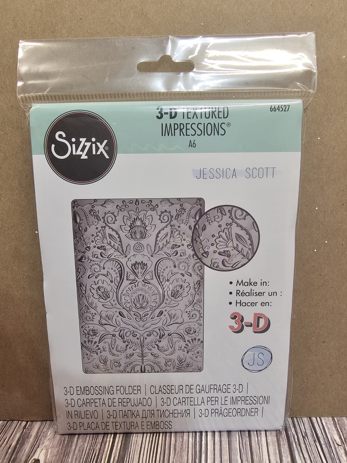Sizzix Folk Doodle A6 3-D Embossing Folder Textured Impressions