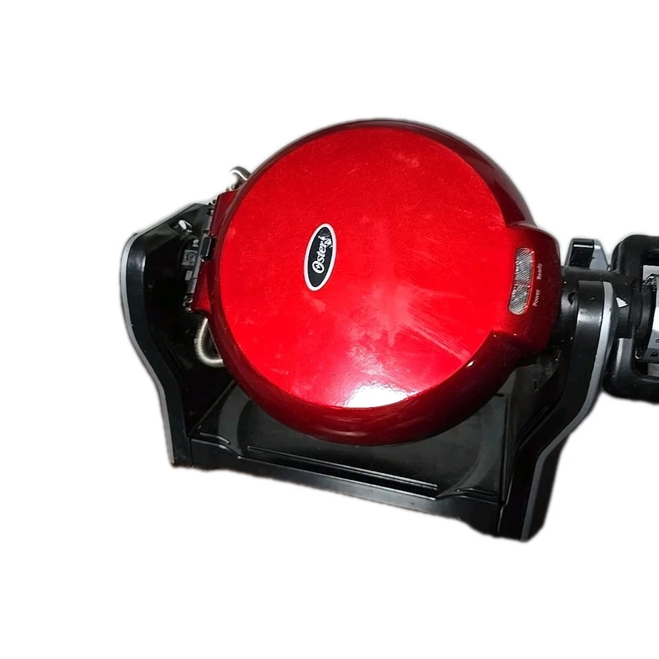 OSTER RETRO RED DOUBLE FLIP BELGIAN WAFFLE MAKER WITH TITANIUM DURACERAMIC-2 - Image 2 of 4