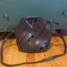 Dark Brown Woven Crossbody Bag