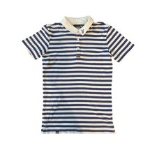 Vintage Playboy Striped Polo Shirt Blue White Size Medium