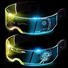 CLZFXS 2 Pcs LED Visor Glasses Light Up 7 Colors 4 Modes Halloween Cosplay