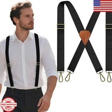 Suspenders for Men Heavy Duty, X Back Hidden Suspender 1.5" Under Clothing NEW
