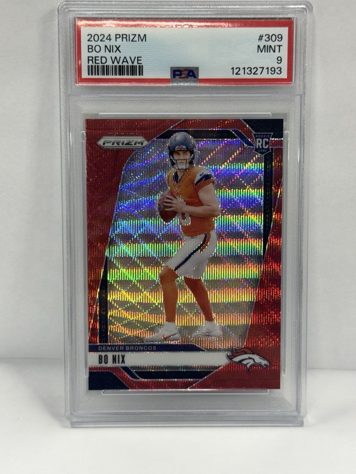 2024 Panini Prizm - Rookies Bo Nix #309 Red Wave Prizm /149 (RC)