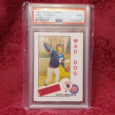 1988 Kodak Peoria Chiefs Greg Maddux Chicago Cubs Team Issue PSA 9 Baseball Card