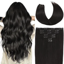 Clip in Hair Extensions Real Human Hair 20 Inch 110g Invisible Seamless Human...
