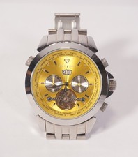 Yves Camani Worldtimer Hommes Automatique Montre Acier Inox Fermoir Papillon