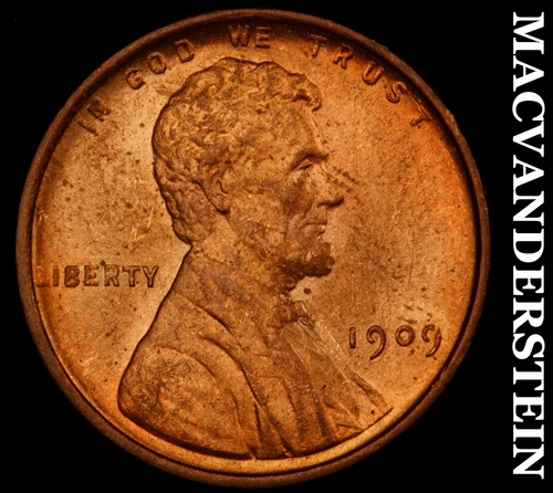 1909 VDB Lincoln Wheat Cent- Choice Gem Brilliant Uncirculated Luster #J3635