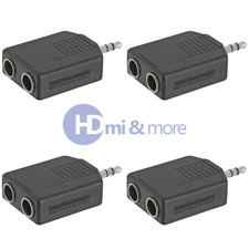 4x 1/8" 3.5mm Stereo Plug Adapter to 2-way 6.35mm Mono Jack Headphone Y Splitter