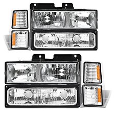 Headlight Assembly for 1994-1998 Chevy Chrome Housing Amber Reflector