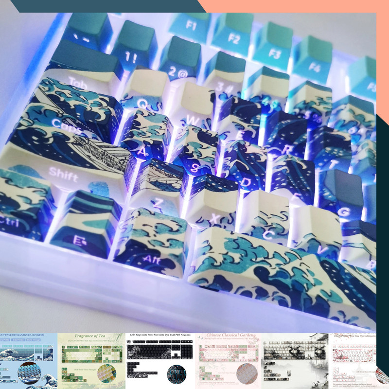 125-key PBT Anime Gaming Keycaps For MX Switches Keyboard 60% 75% TKL RGB