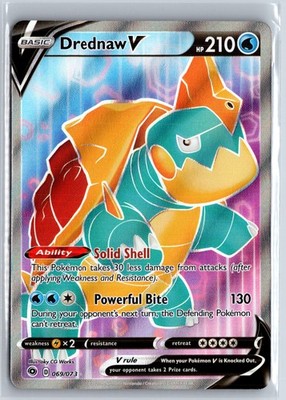 Pokemon Drednaw V (Full Art) Holo Champion's Path 69/73 UR NM