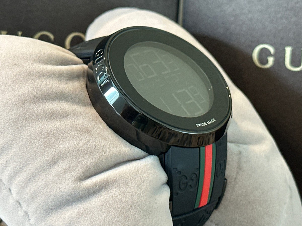 Mens Gucci YA114207 Timeless Black Digital Watch Needs Straps