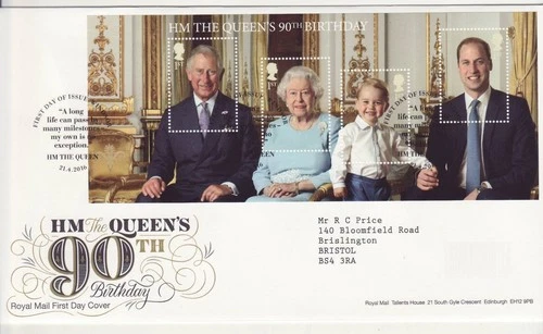 GB Stamps First Day Cover 90th Birthday Queen Elizabeth II MS, Royalty SHS 2016