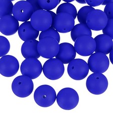 50Pcs 15mm Silicone Beads, Round Loose Rubber Bead for DIY Sapphire