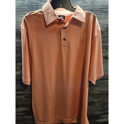 FootJoy Mens ProDry Golf Polo Shirt Peach Orange Micro Stripe Size Large FJ Logo