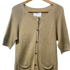 MARGARET HOWELL MHL. Linen Cotton Short Sleeve Cardigan Size 2 Made In Japan