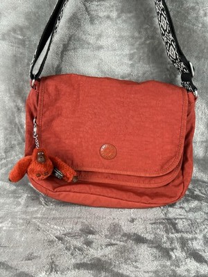 Kipling Crossbody Bag Brick Red Convertible Purse Tribal Strap Monkey Bag Charm