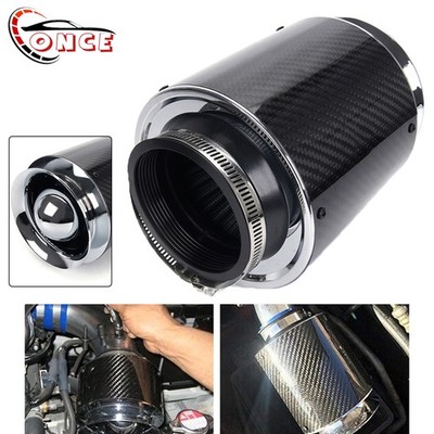 3'' 76mm Real Carbon Fiber High Flow Inlet Dry Air Filter Cold Air Intake 7'' Tall