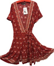 Zesica Dress 2XL NEW Floral True Wrap Flowy Rayon Boho Hippie Sundress XXL NWT