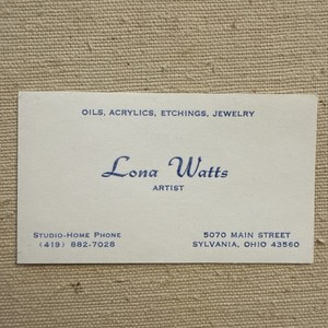 Vintage Business Card Sylvania Ohio Artist Oils Acrylic Etching Jewelry