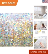Static Cling Rainbow Window Film - 84% UVA & 99% UVB Protection, 17.5 x 78.7"
