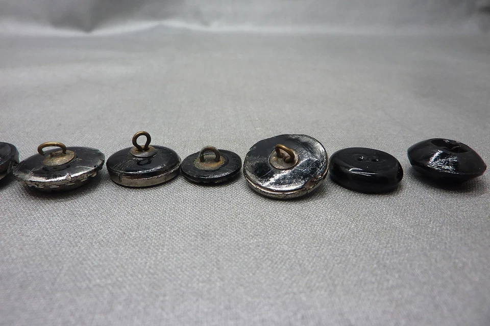 10 botones antiguos vintage de vidrio negro de 1/2" a 15/16" (juego 55) Foto 4 de 4