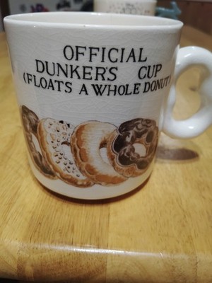 Dunker's Cup Donut Official Ceramic Mug Oversized Kitschy Double Handles Vtg