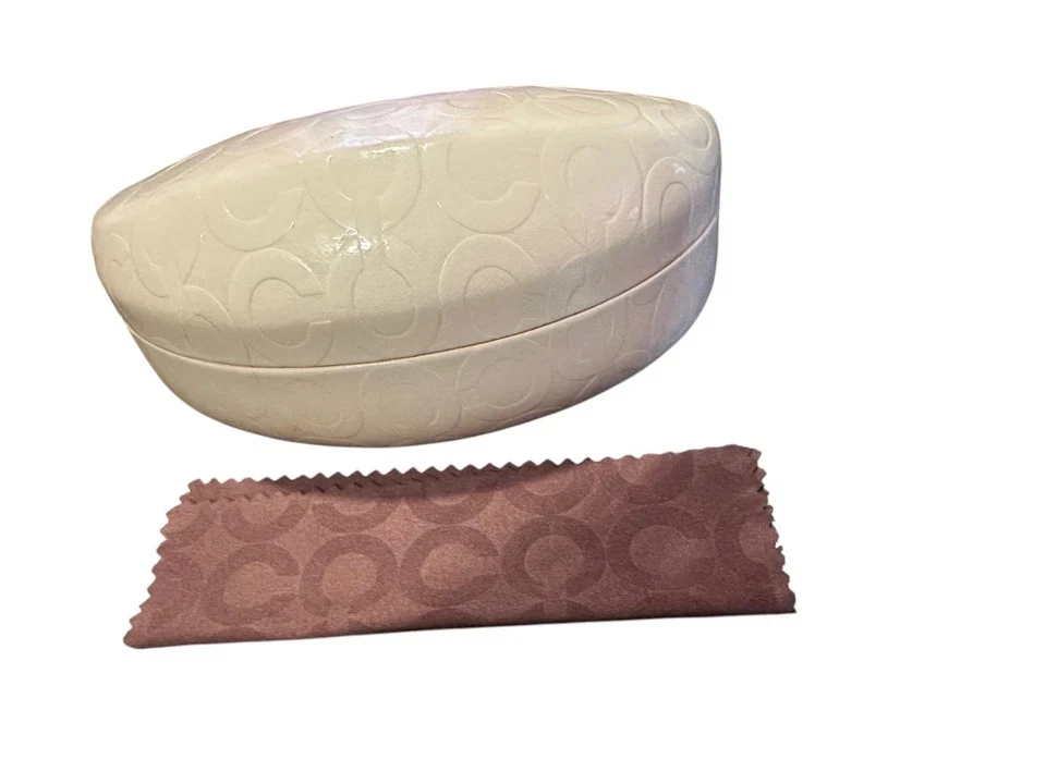 Coach White Ivory Patent Leather‎ Large CC Logo Hard Clam Shell Sunglass Case Coach White Eyeglass Cases & Storage Sunglasses for sale | eBay main image 3