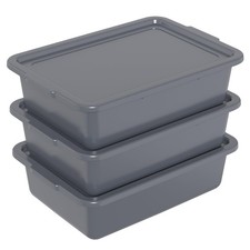 3 PCS 13 L Commercial Bus Box with Lids Plastic Restaurant Tubs Stackable